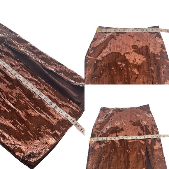 Camila Coelho Ava Crop Top Audrey Skirt Matching Set Sequin Chocolate Brown Sm S - Picture 11 of 12